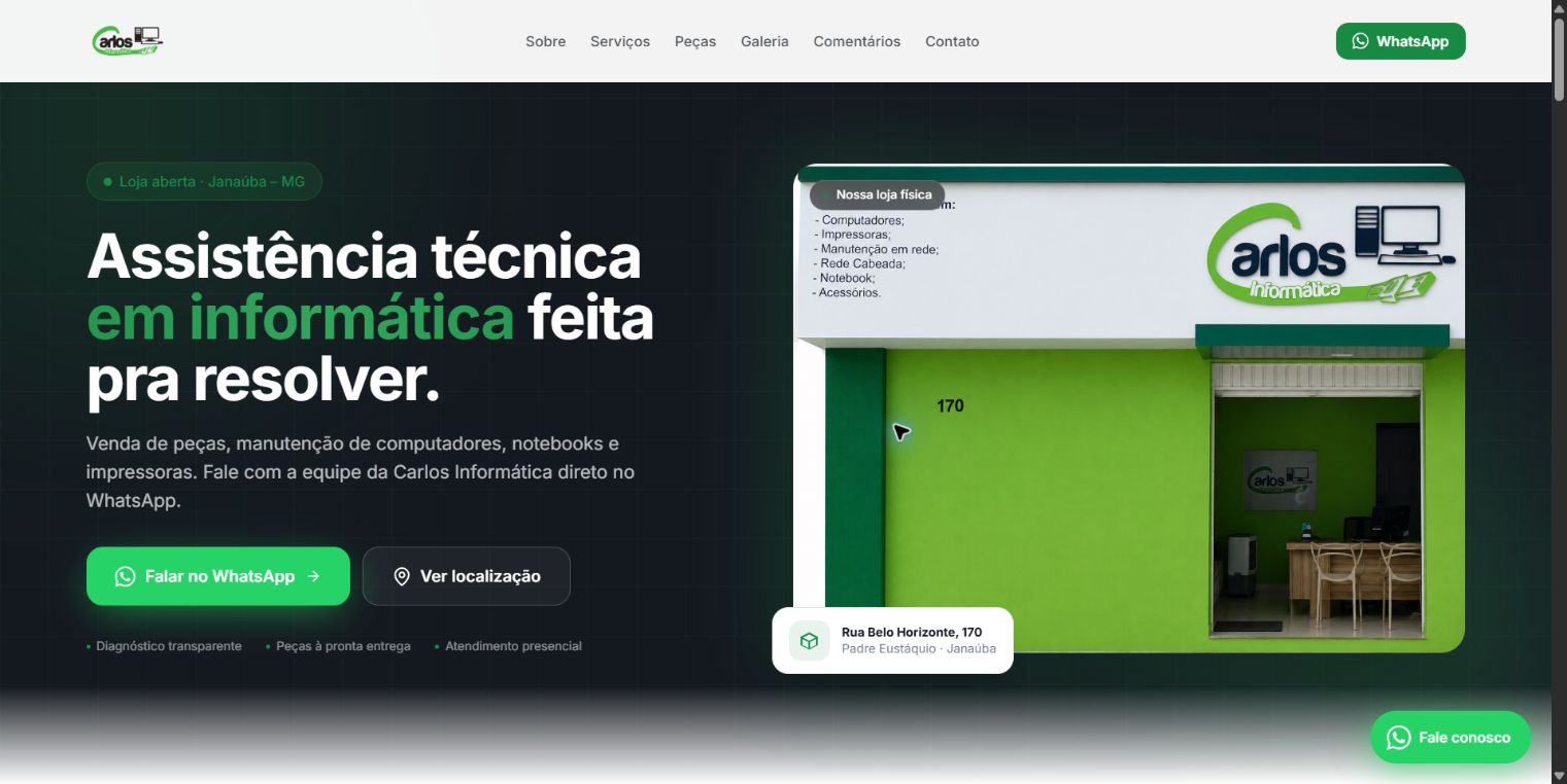 Tela pública do projeto Carlos Informática