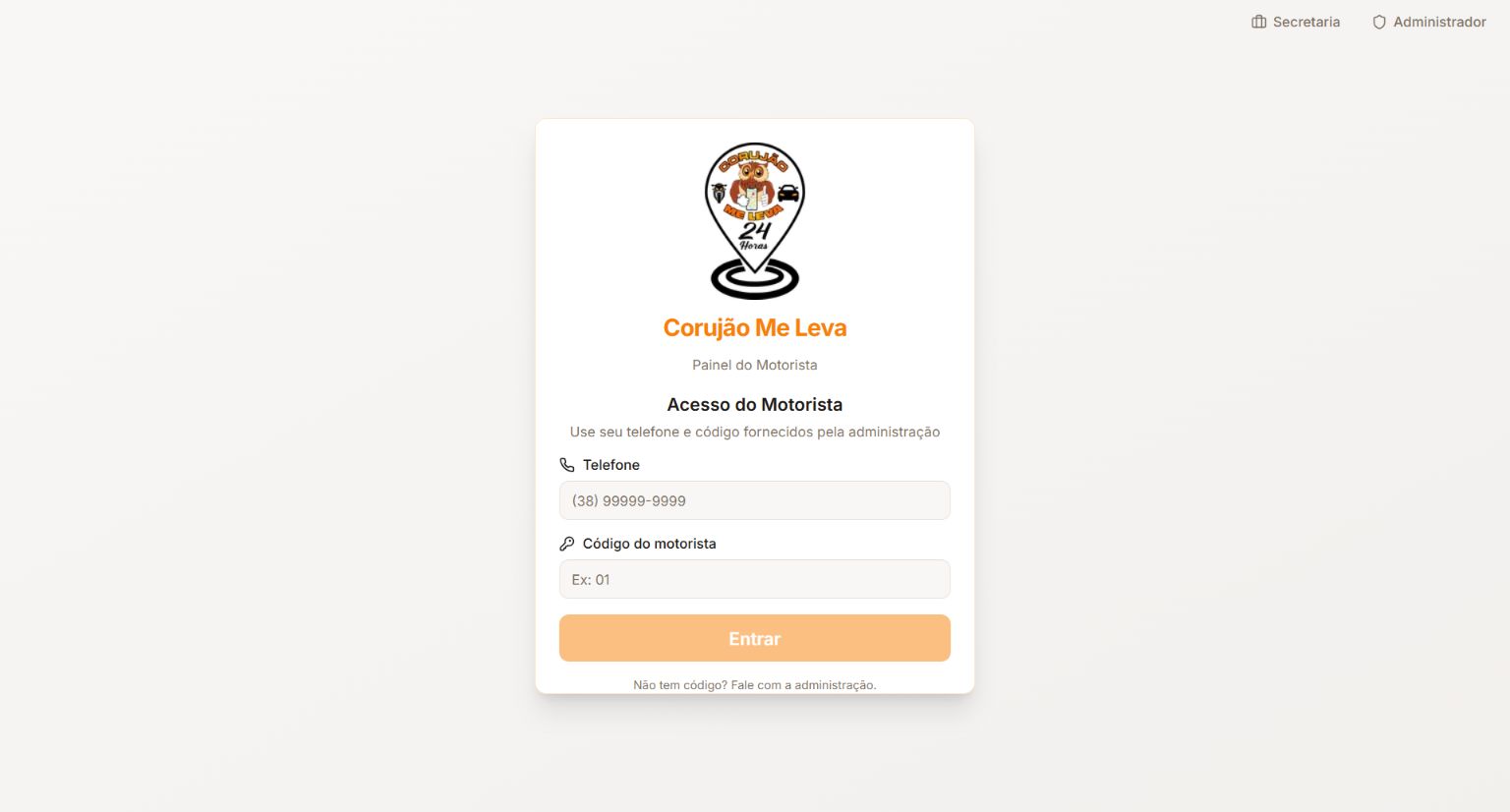 Tela pública do projeto Corujão Me Leva